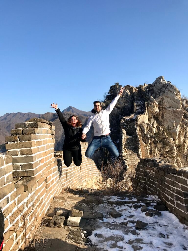 Exploring the Great Wall of China on a winter day near Beijing.